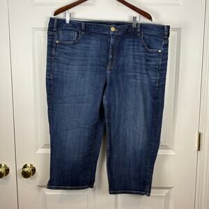 Lane Bryant Dark Wash Capri Jeans High Waisted Spring Women's Plus Size 22